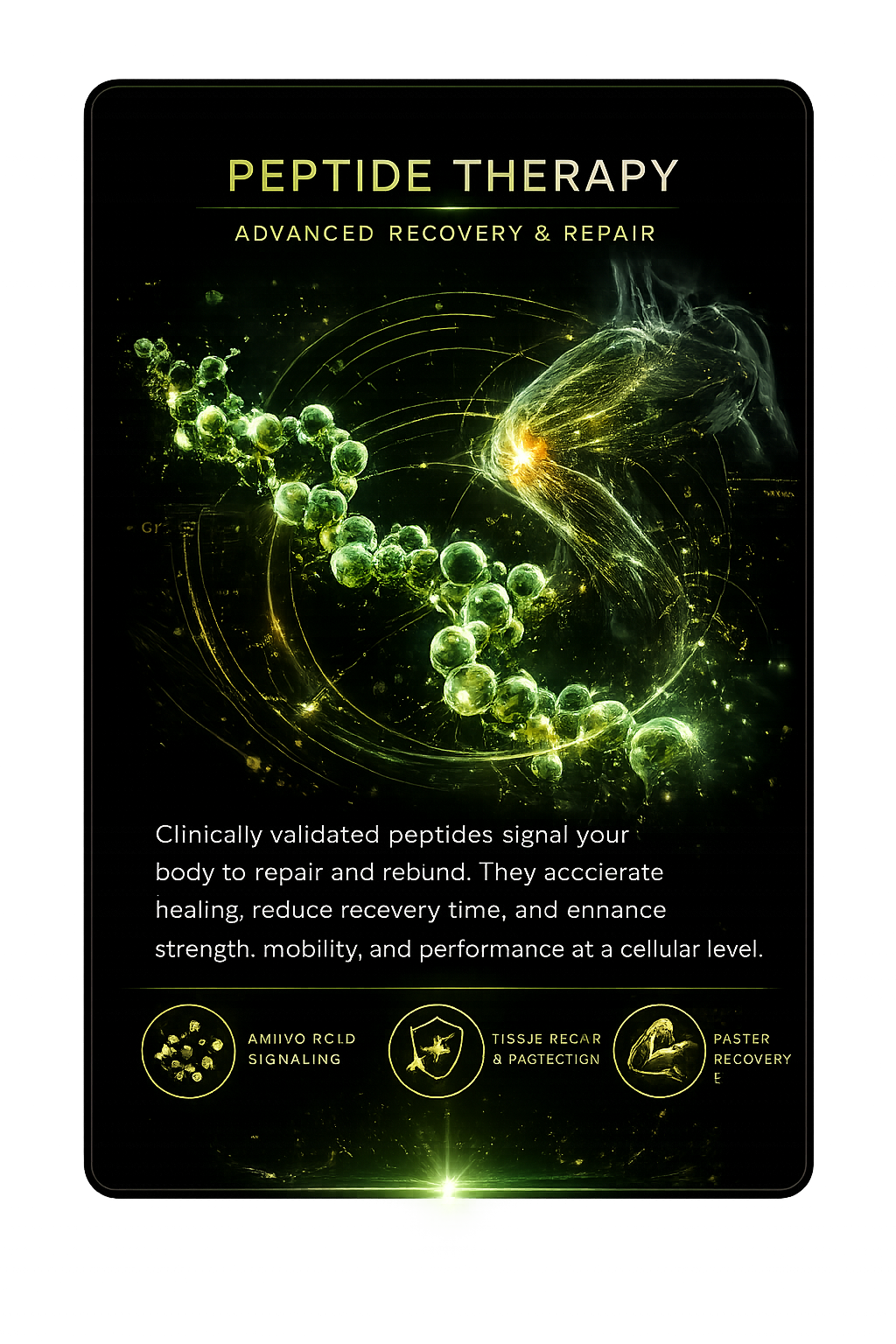 Peptide therapy advanced recovery and repair treatment card