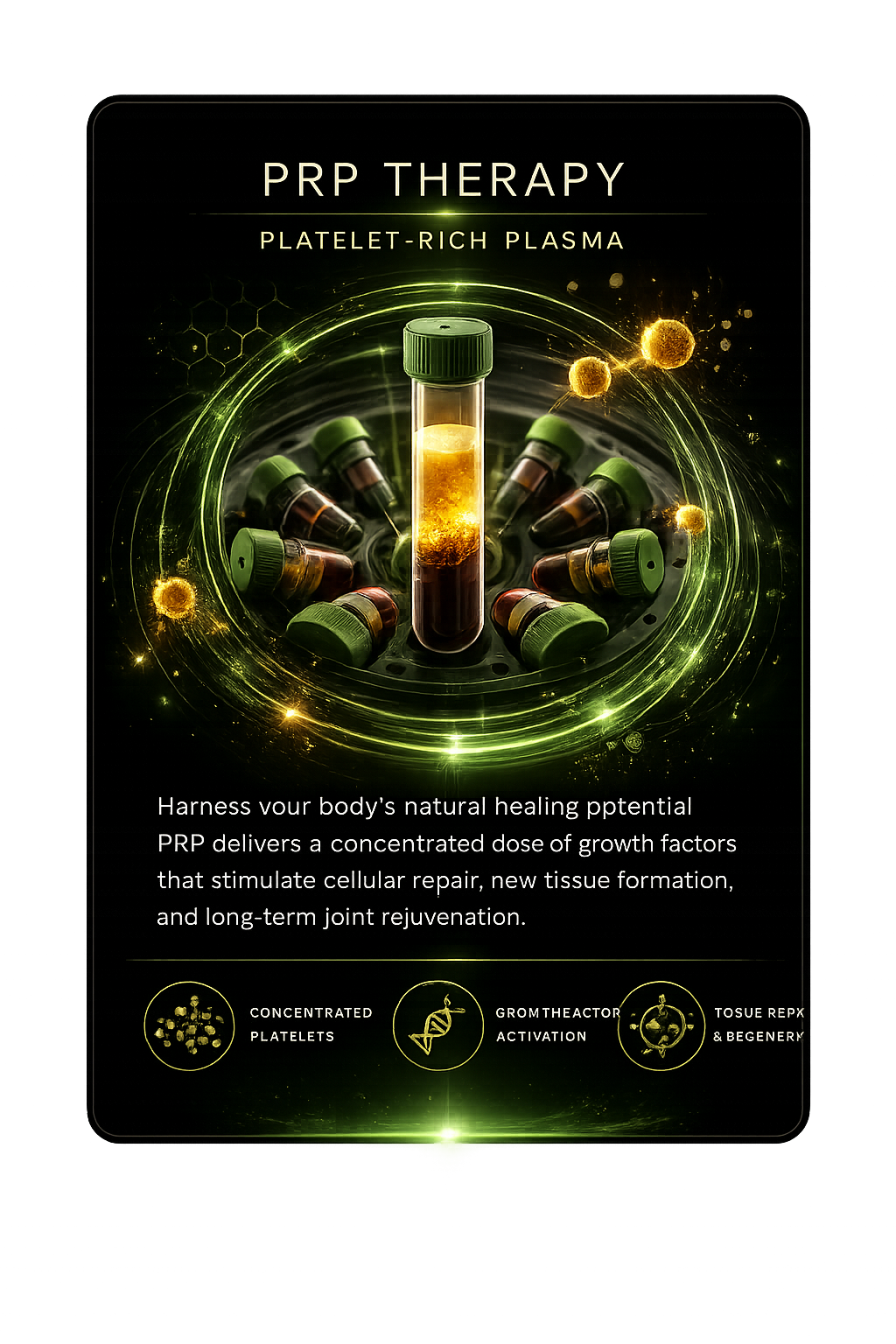 PRP therapy regenerative potential treatment card