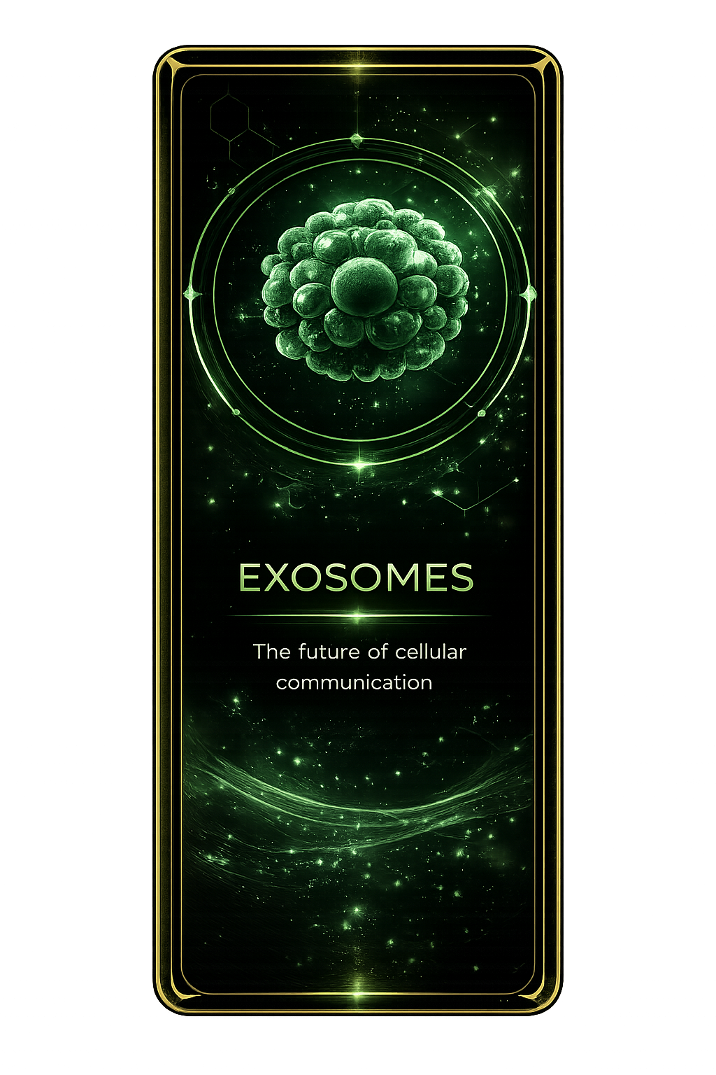 Exosomes treatment card with cellular communication visual