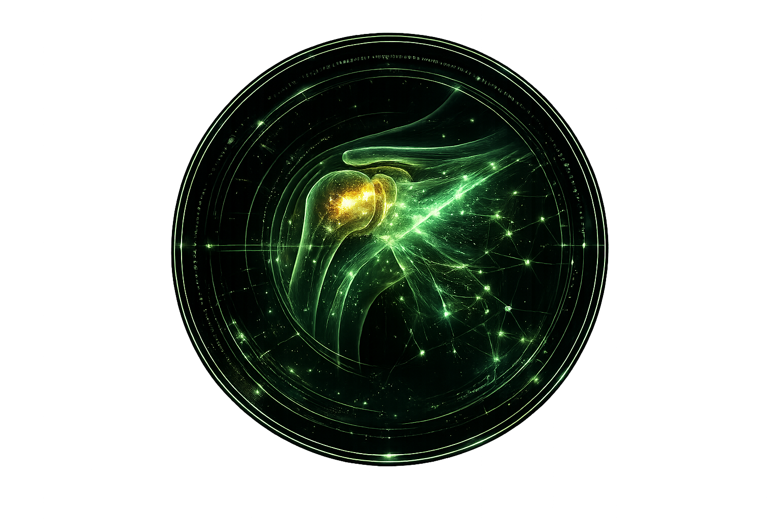 Joint pain icon with green shoulder regenerative overlay
