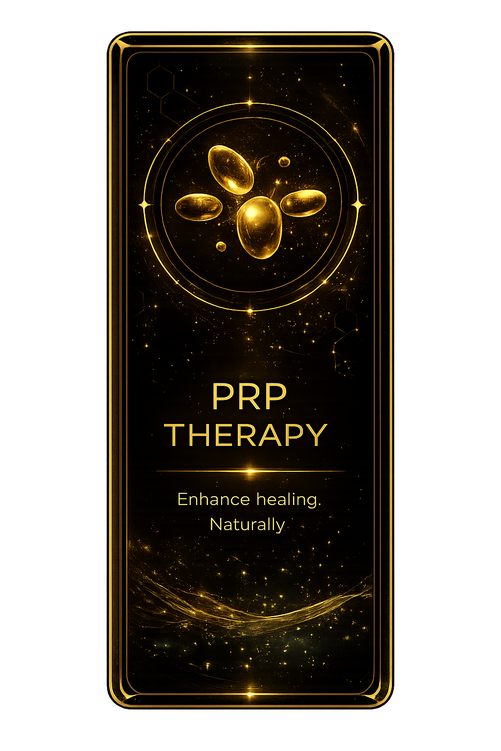 PRP therapy treatment card with platelet-rich plasma visual