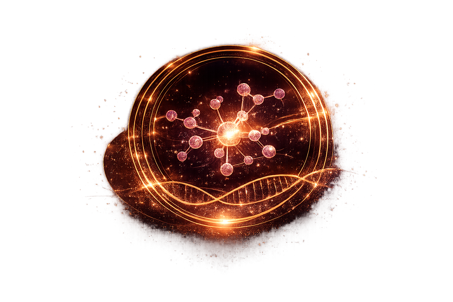 PT-141 peptide therapy molecular activation icon with warm regenerative signaling and DNA overlay
