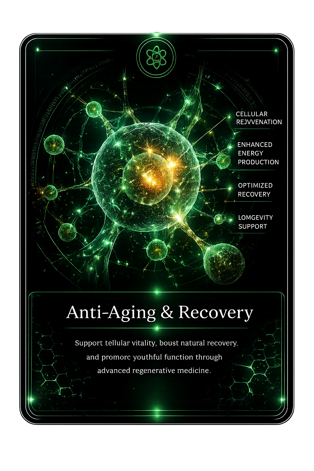 Anti-aging and recovery regenerative treatment card