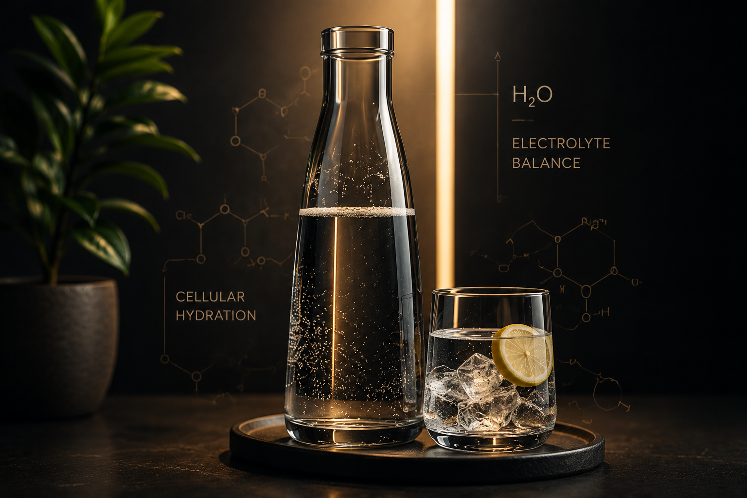 Premium hydration setup with electrolyte balance visuals for Tirzepatide program