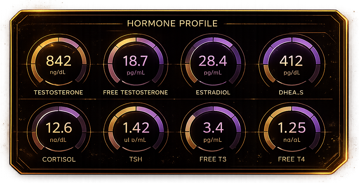 Hormone profile dashboard for testosterone therapy