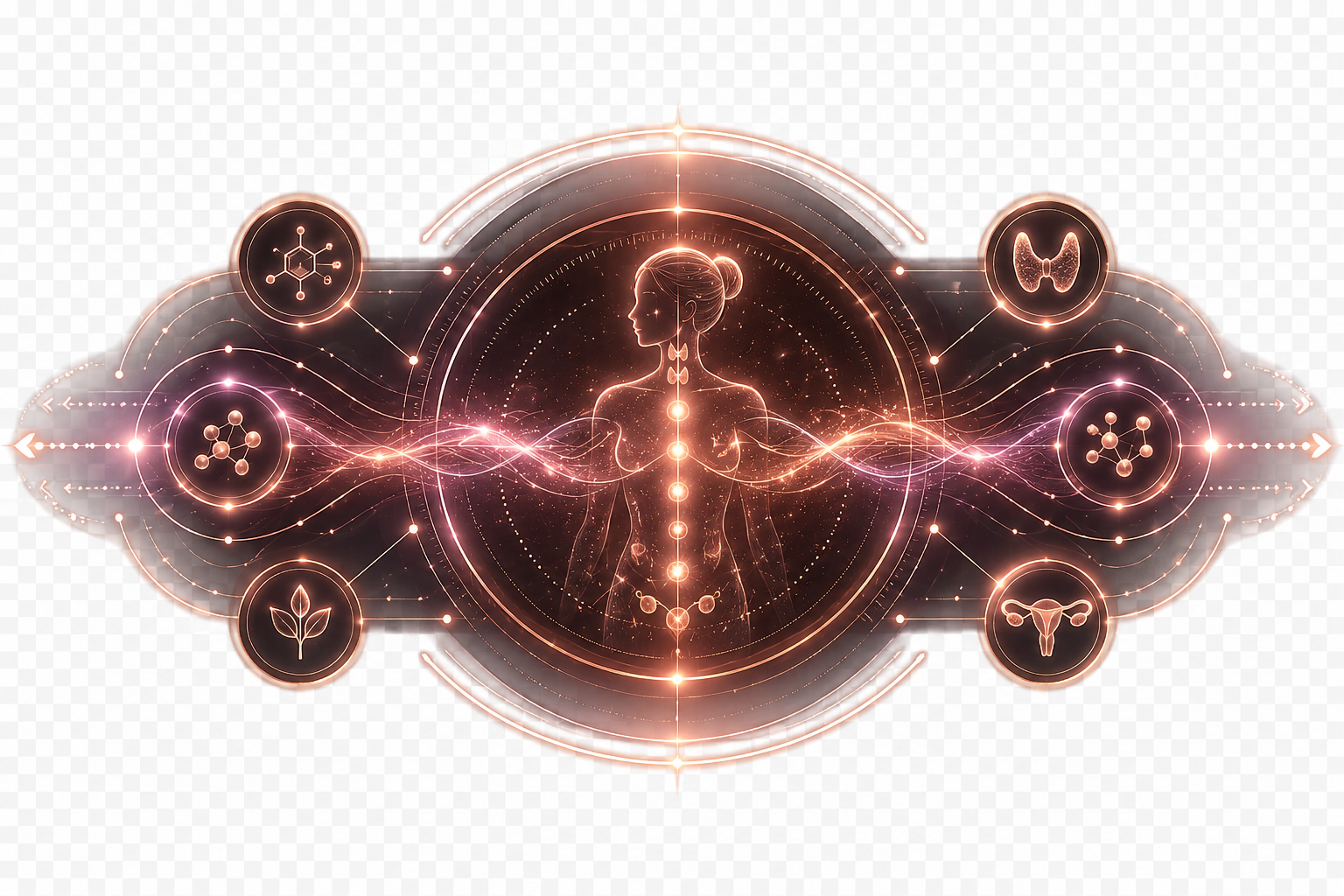 Hormonal stability panel with feminine endocrine balance visual