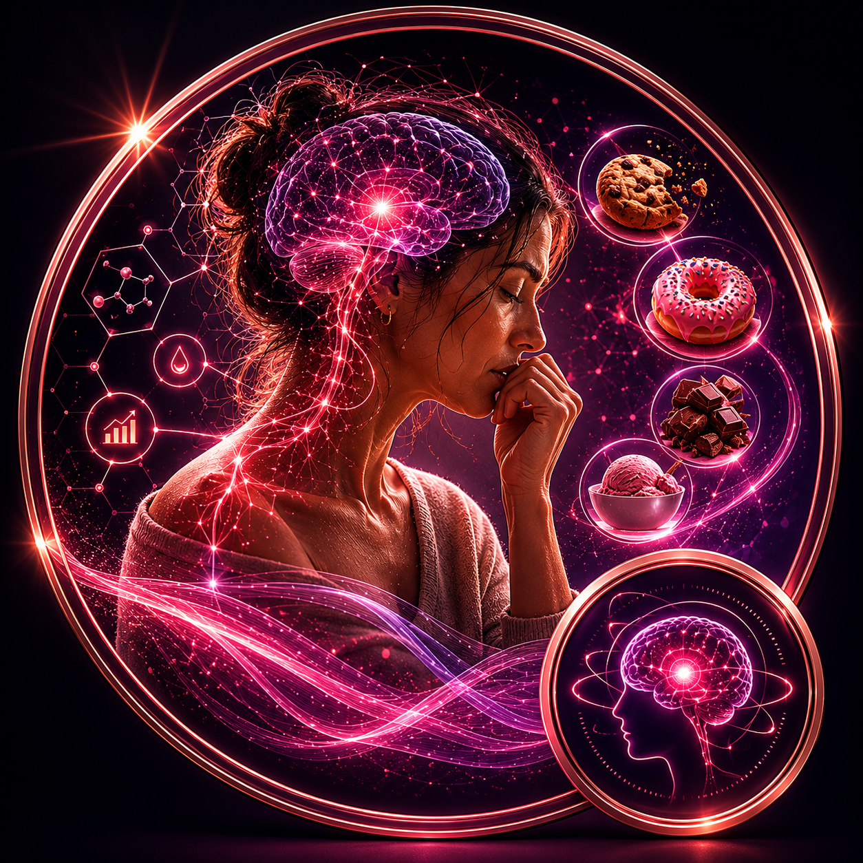 Intense cravings icon card with appetite signaling and food noise visualization