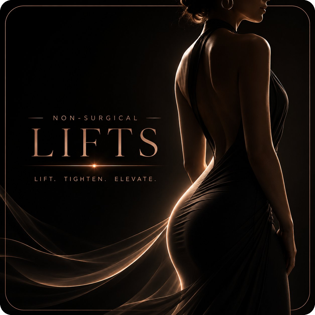 Non-surgical lifts service card focused on lift tighten and elevate