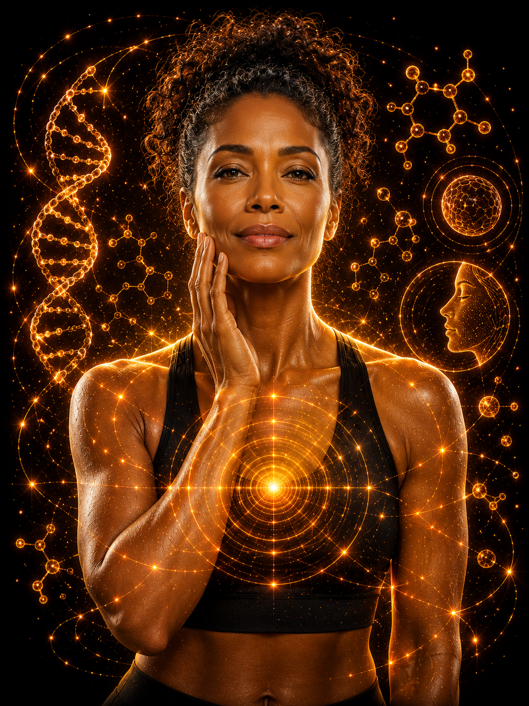 Aesthetics service card showing orange skin health and beauty wellness visualization