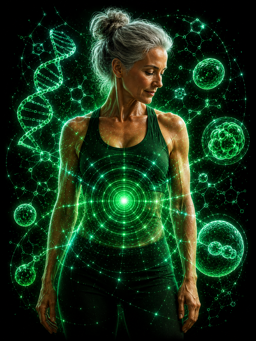 Regenerative medicine service card showing cellular repair and green regenerative wellness