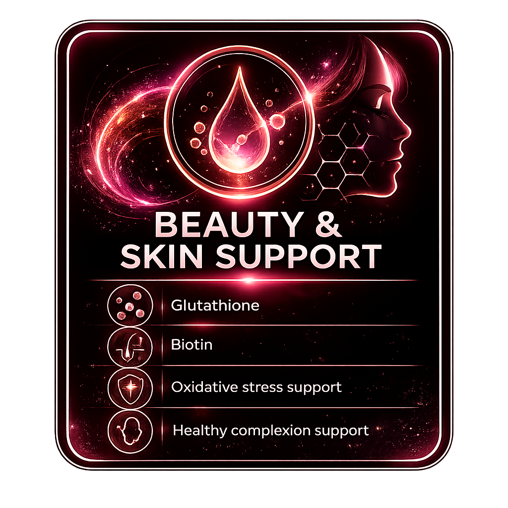 Beauty and skin support IV therapy card with glutathione and biotin support