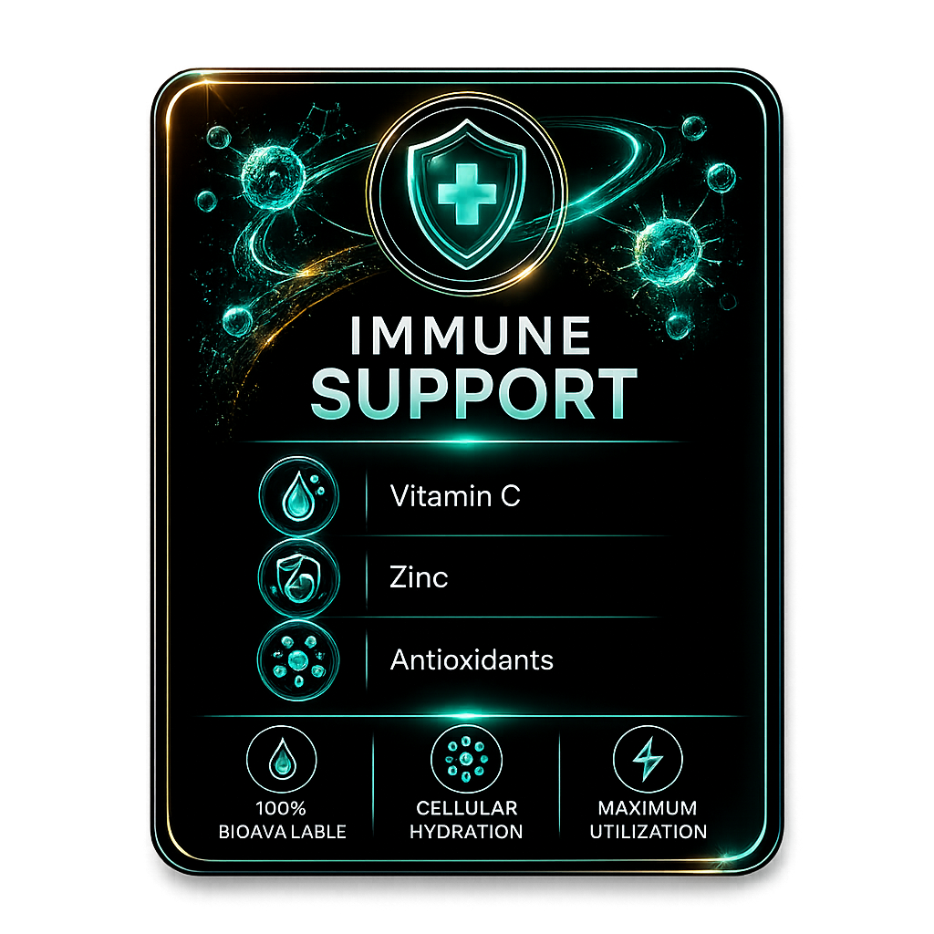 Immune support IV therapy card with vitamin C zinc and antioxidants