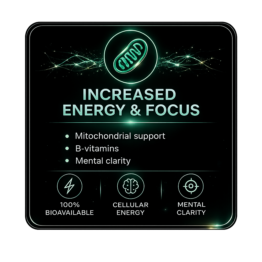 Increased energy and focus IV therapy card with mitochondrial support