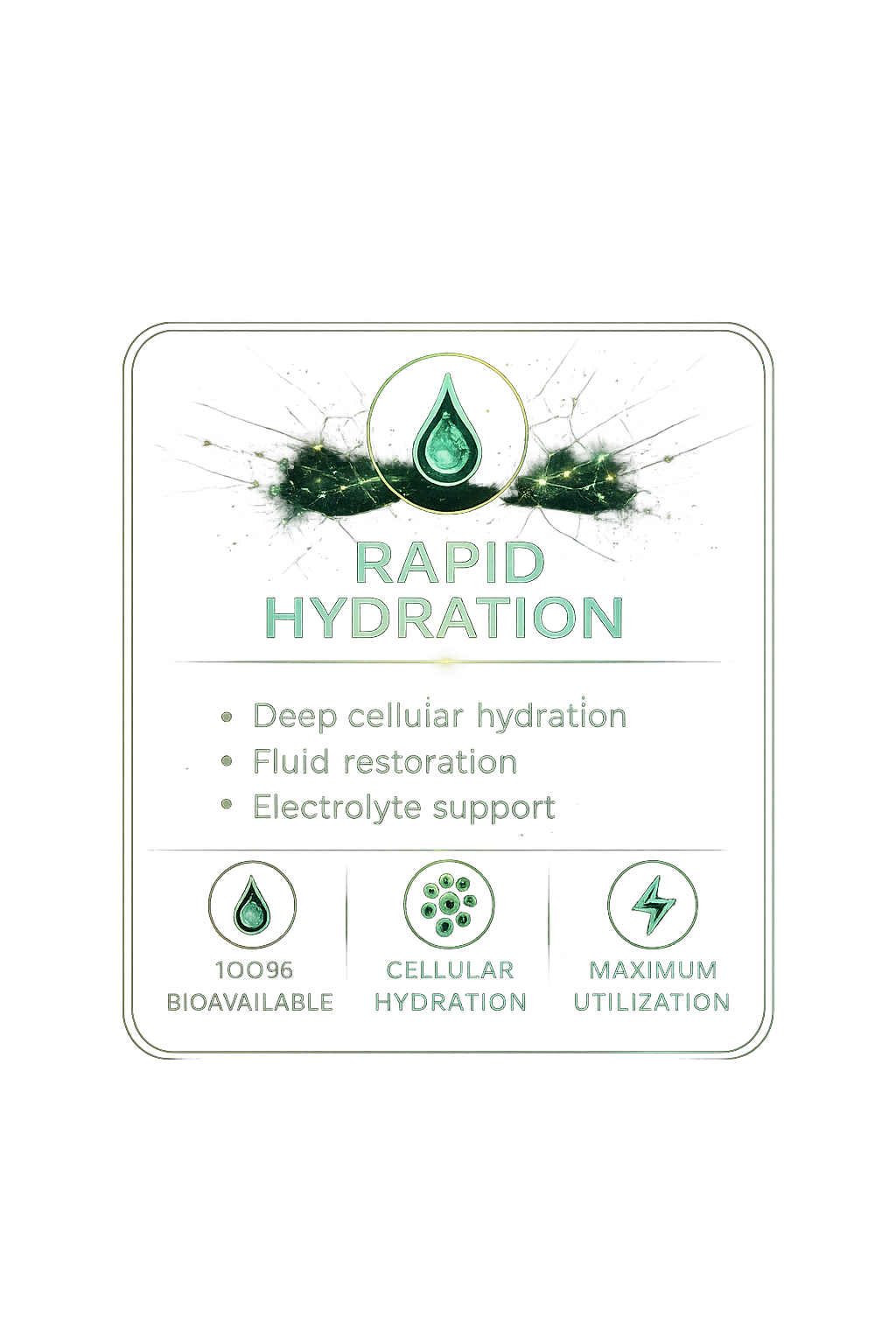 Rapid hydration IV therapy benefit card with electrolyte and cellular hydration support