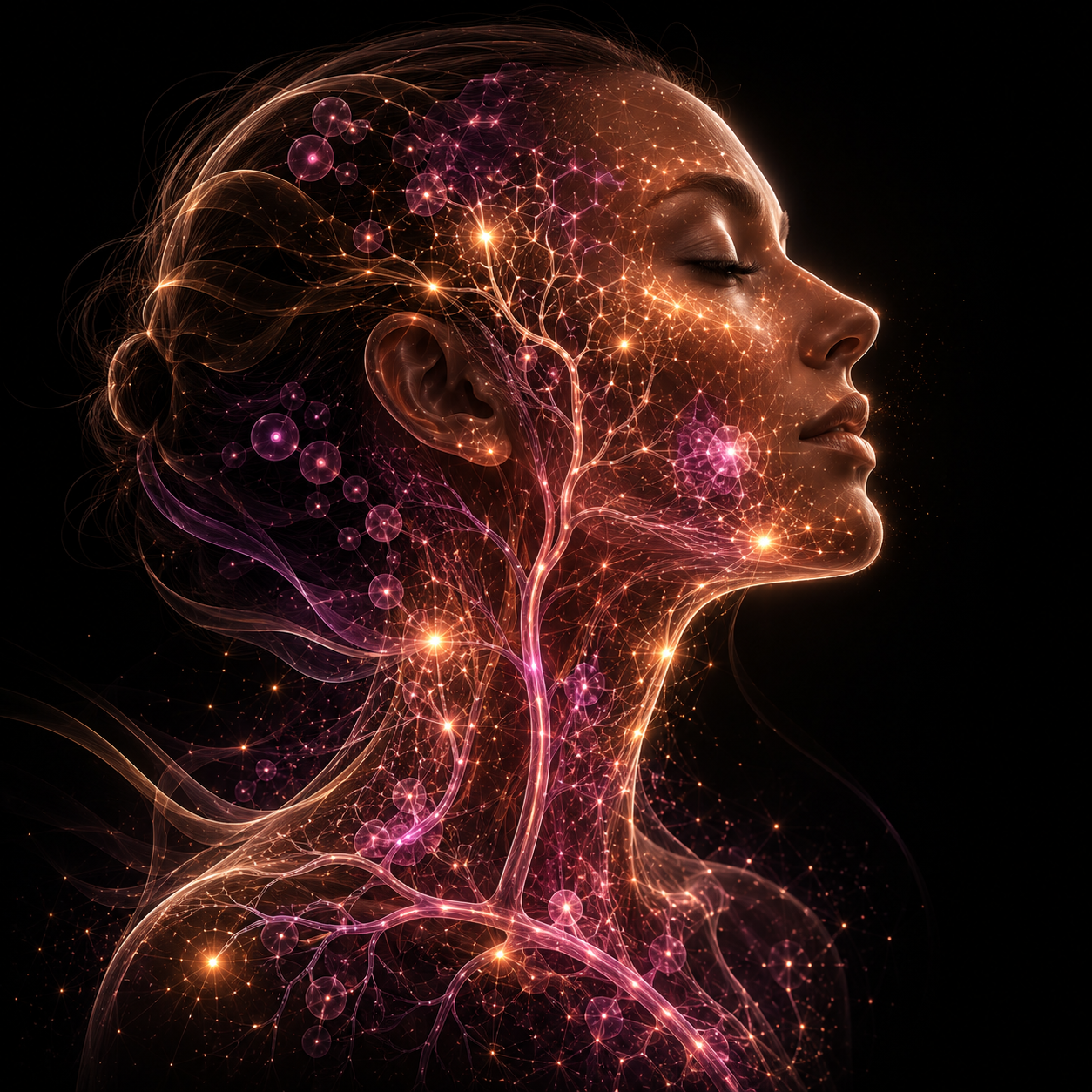 Regenerative beauty network showing cellular vascular and endocrine glow systems