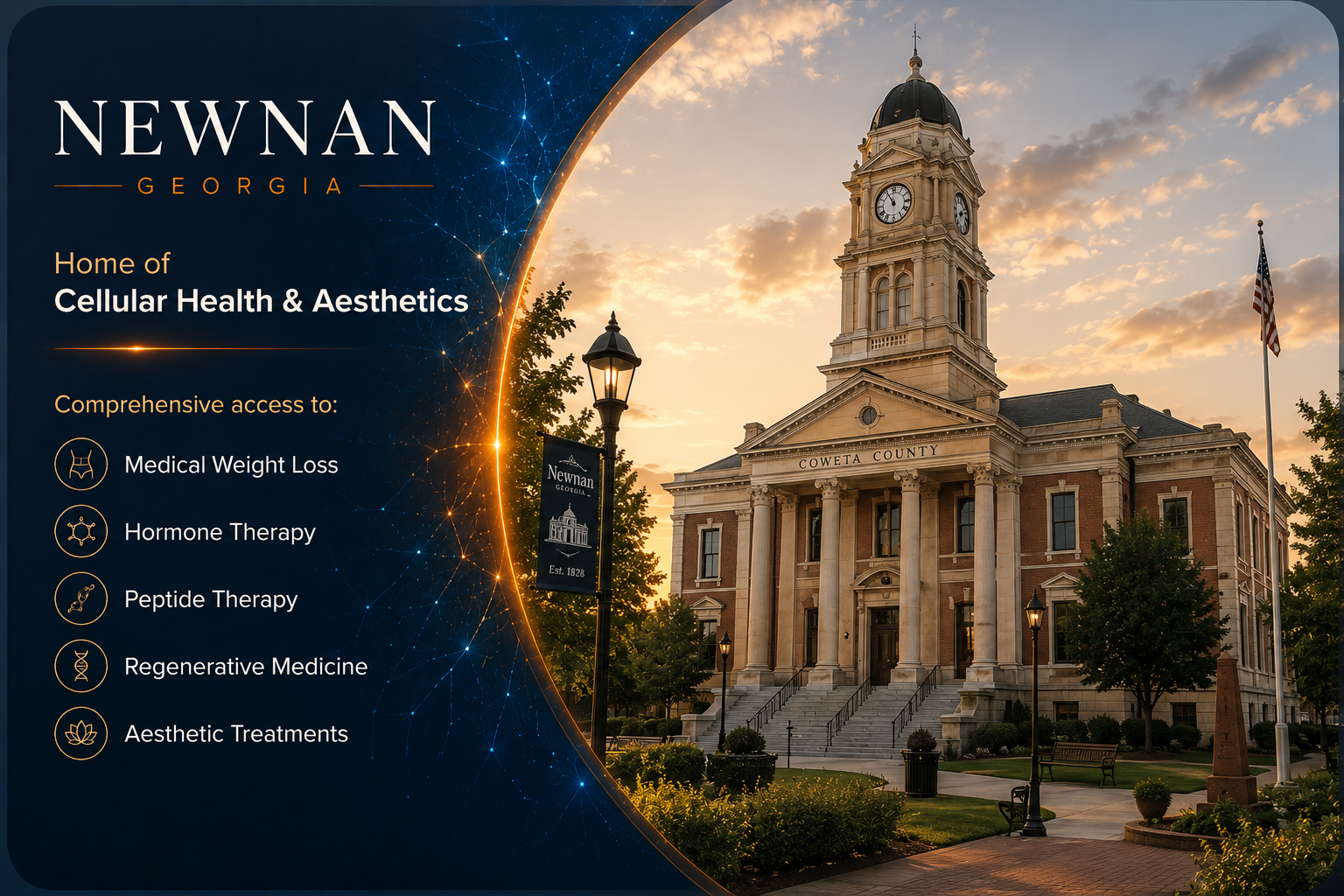 Newnan Georgia service area image showing the home of Cellular Health and Aesthetics